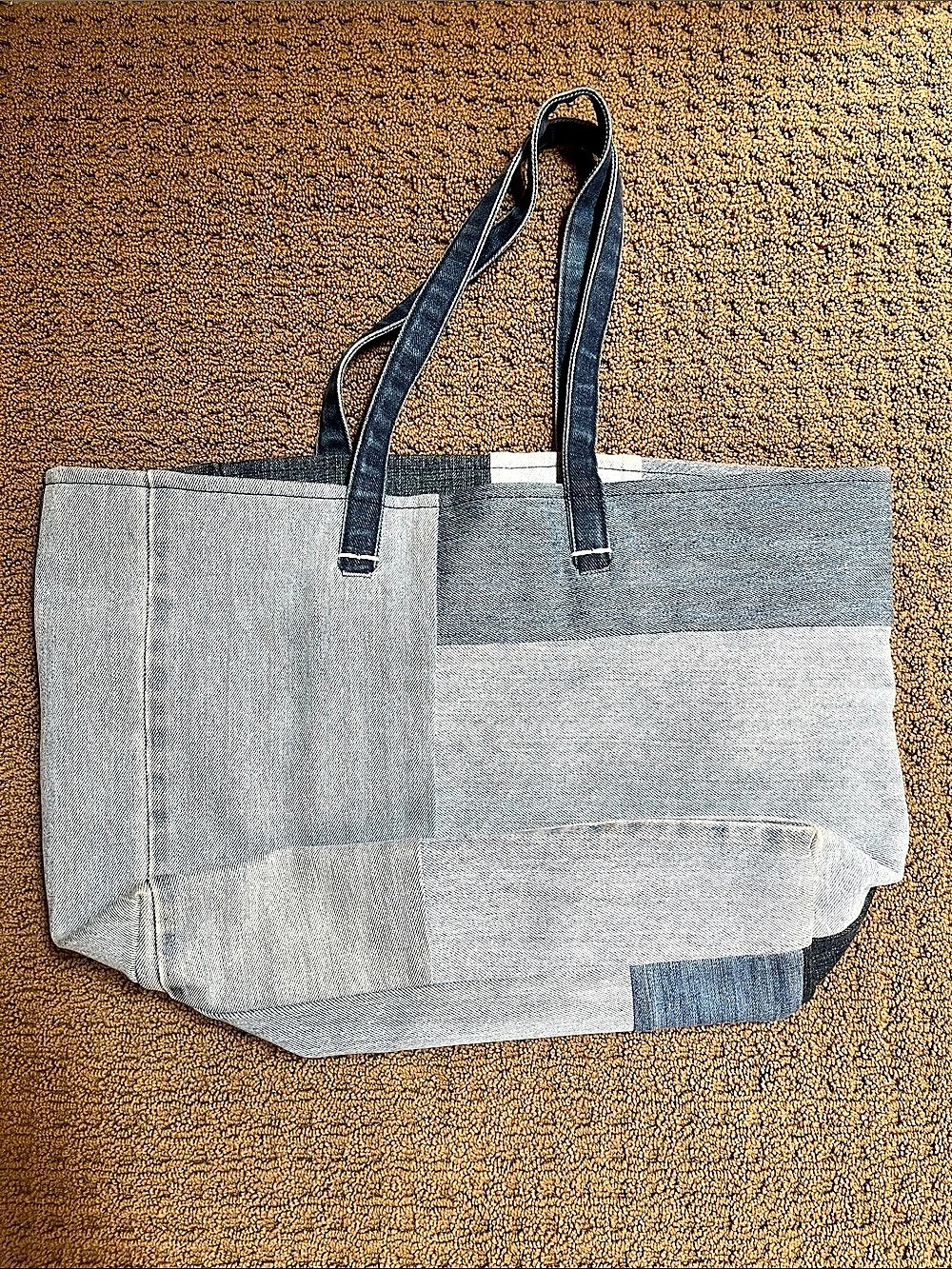 Clare V washed denim patchwork Volie